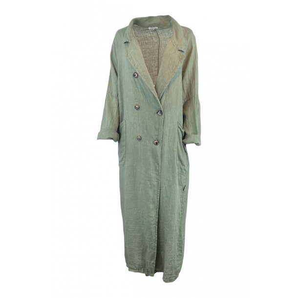 Big extra long linen jacket army green