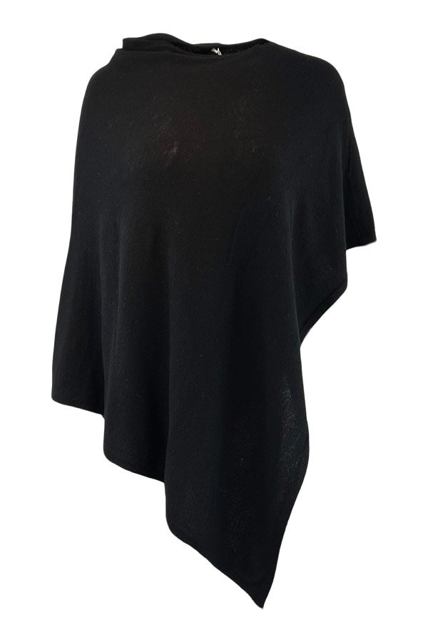 Cashmere mix poncho t22 Black