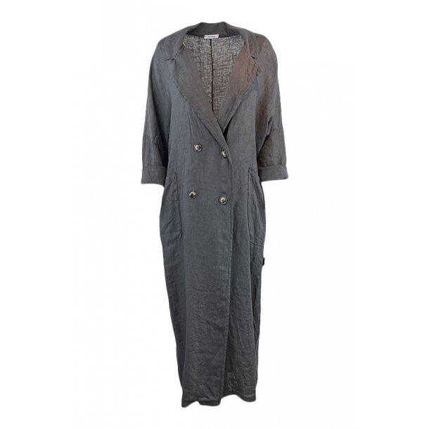 Big extra long linen jacket dark grey