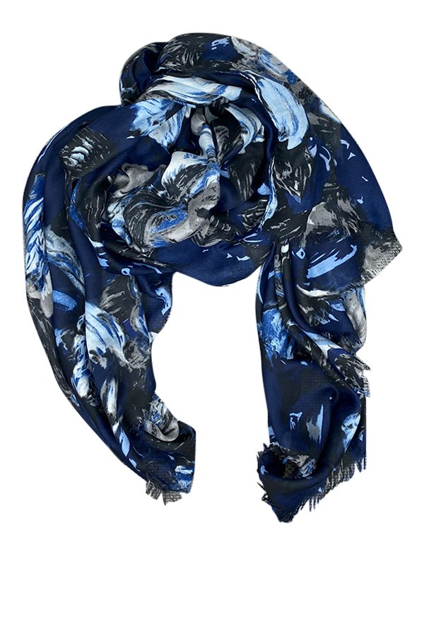 Fall flowers scarfs blue