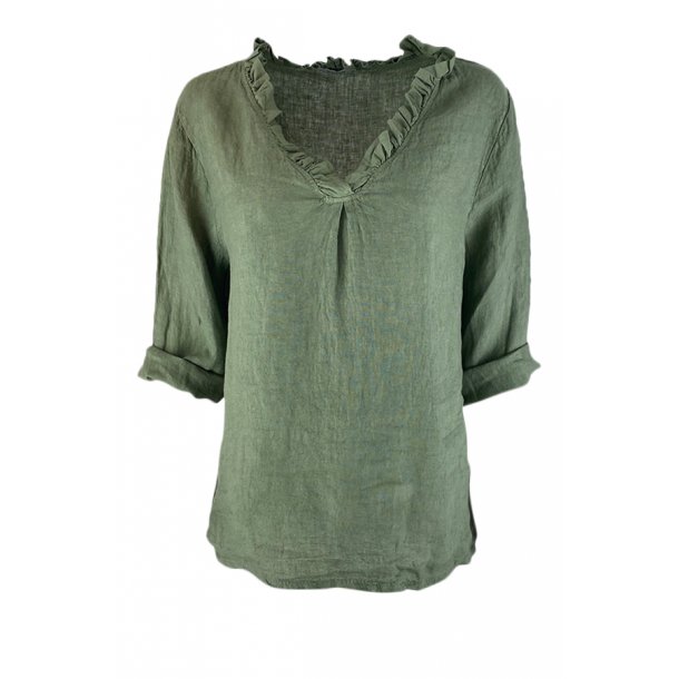 Ann linen shirt army green S/M