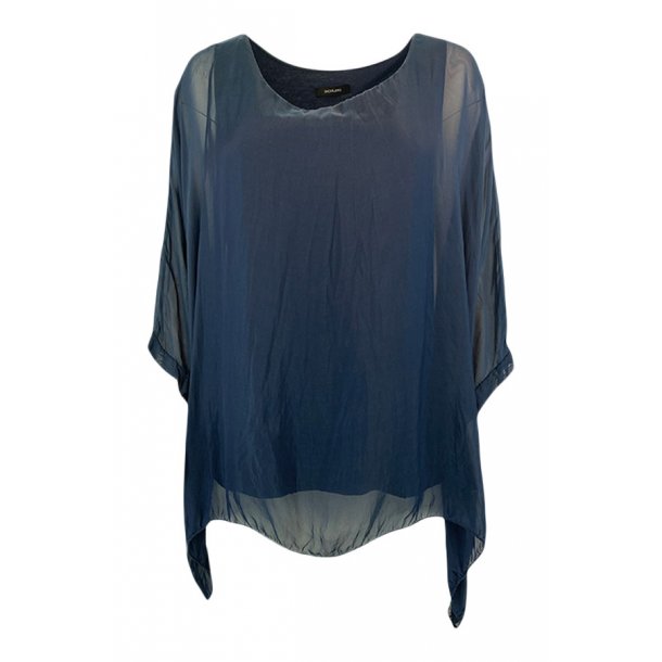 Basic silk top navy blue