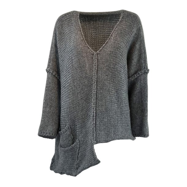 alpaca boheme strik bluse grey