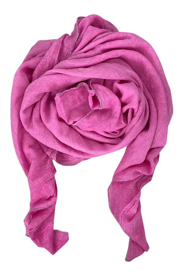 100% cotton scarf w/silver borden pink
