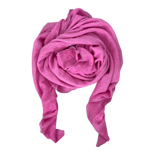 100% cotton scarf w/silver borden pink