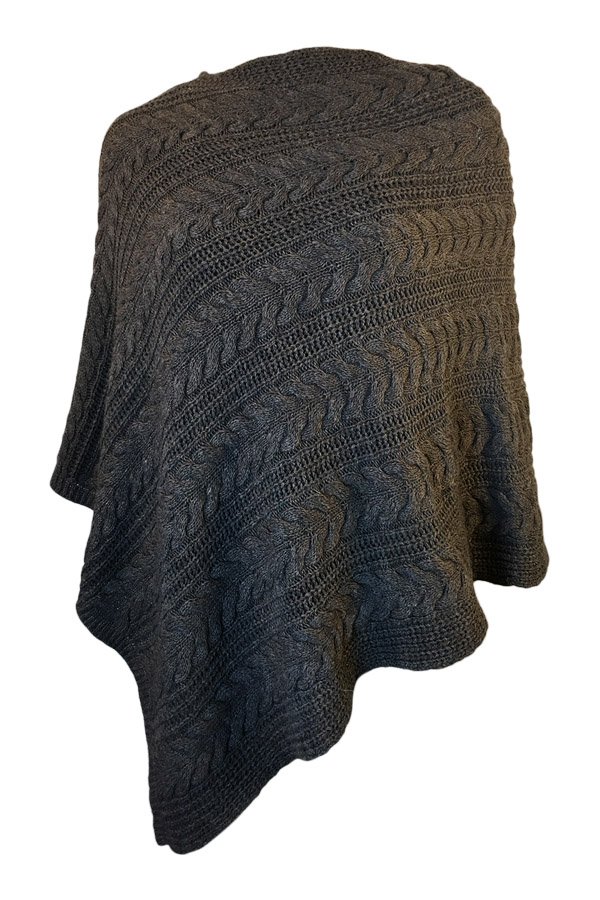Cable knit poncho brown