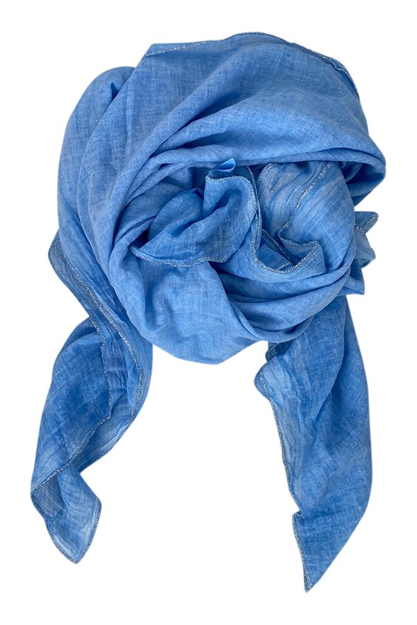 100% cotton scarf w/silver borden jeans blue