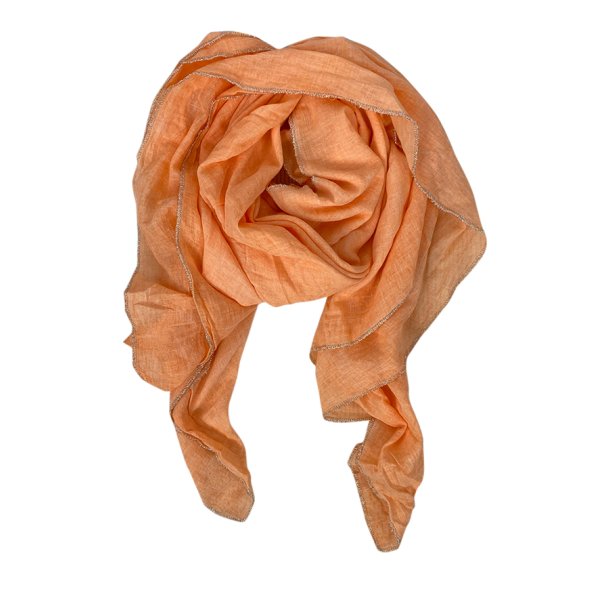 100% cotton scarf w/silver borden orange