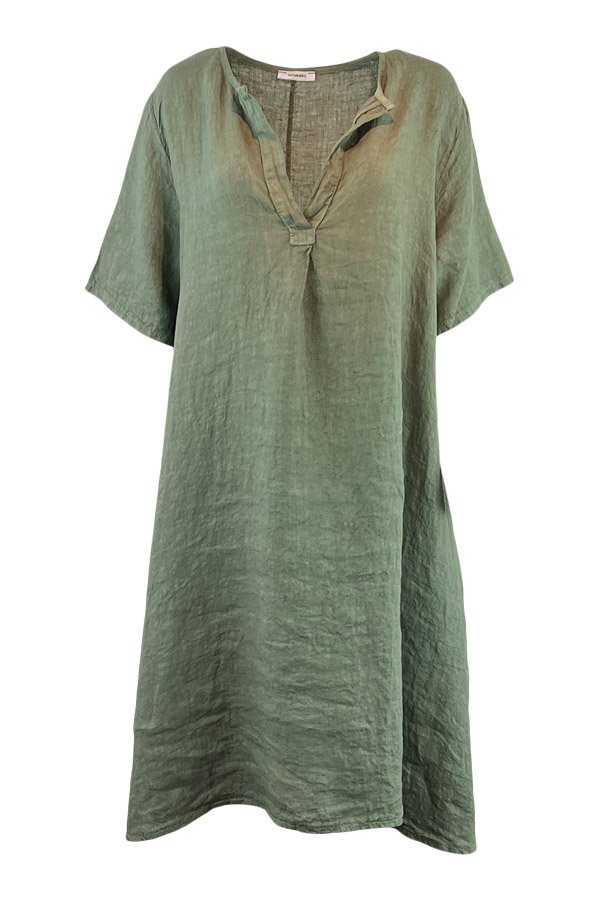 Anne linen dress army green