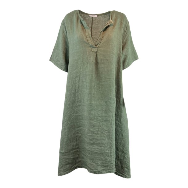 Anne linen dress army green