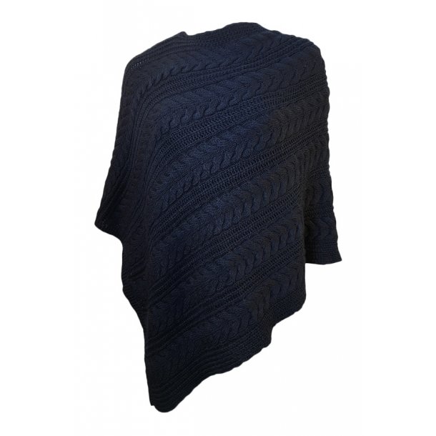 Cable knit poncho navy blue