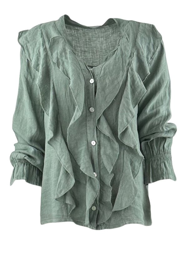 Harmony hør skjorte army green