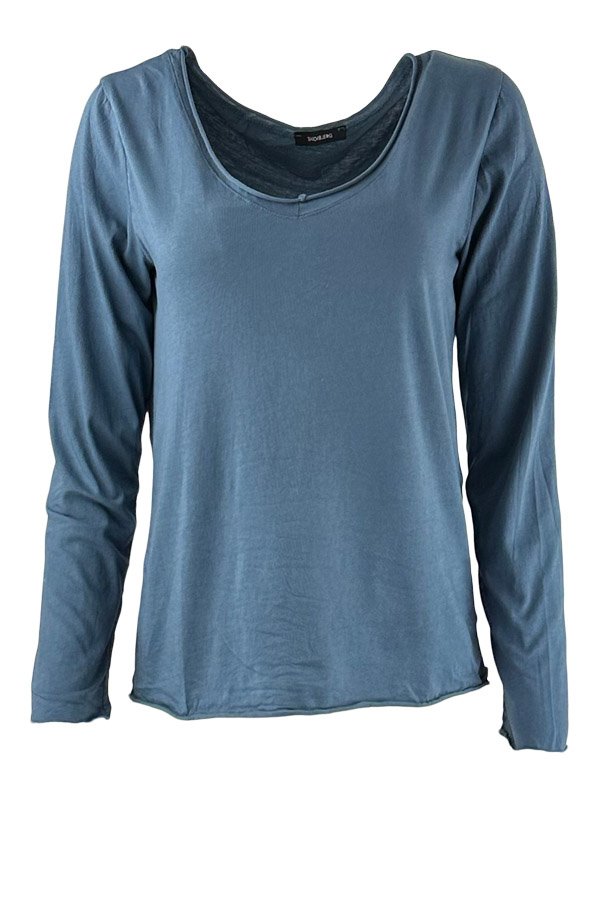 Basic cotton t-shirt one size L/S - 8 farver jeans blue