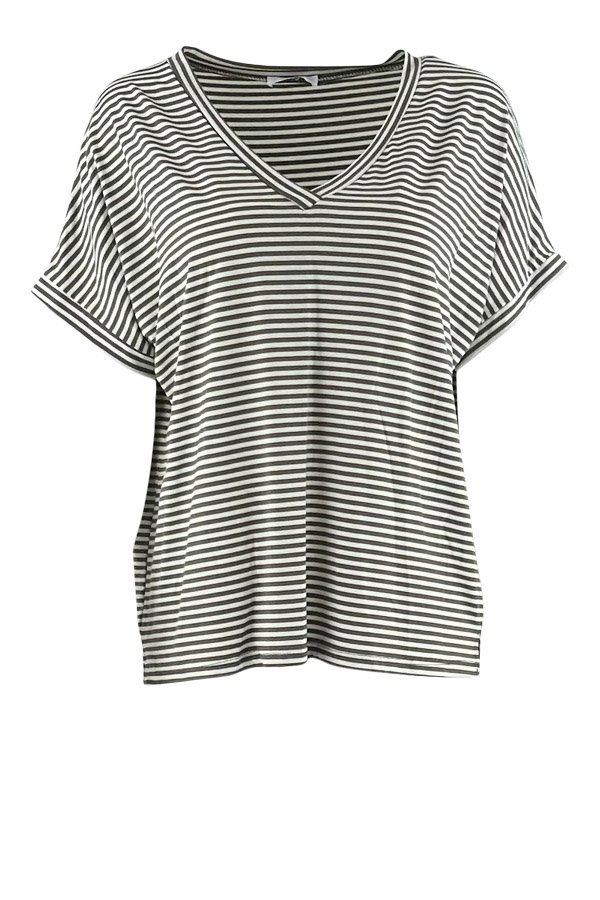 Esma kort ærmet stribet Tee army green