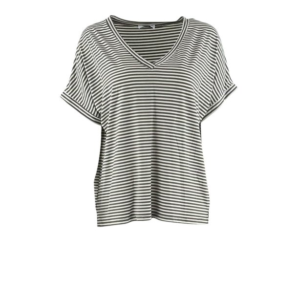 Esma kort rmet stribet Tee army green
