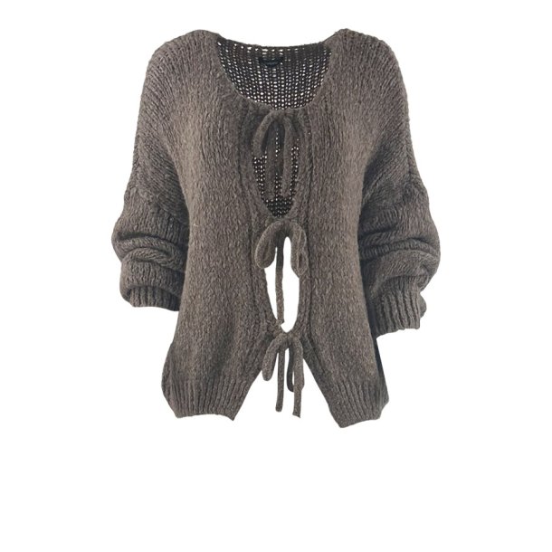 Cardigan med snrre luk brown