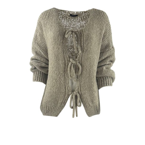 Cardigan med snrre luk sand