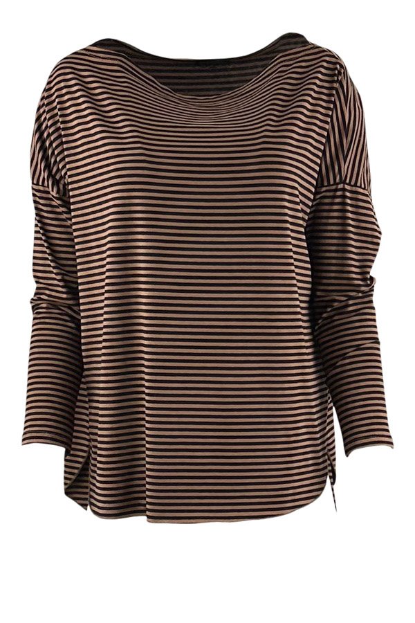 Isolde stribet Tee Brown/ black