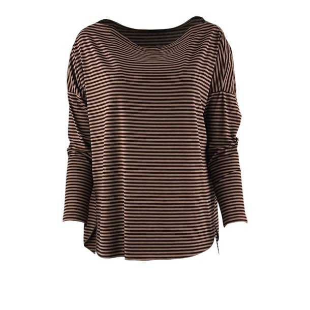 Isolde stribet Tee Brown/ black