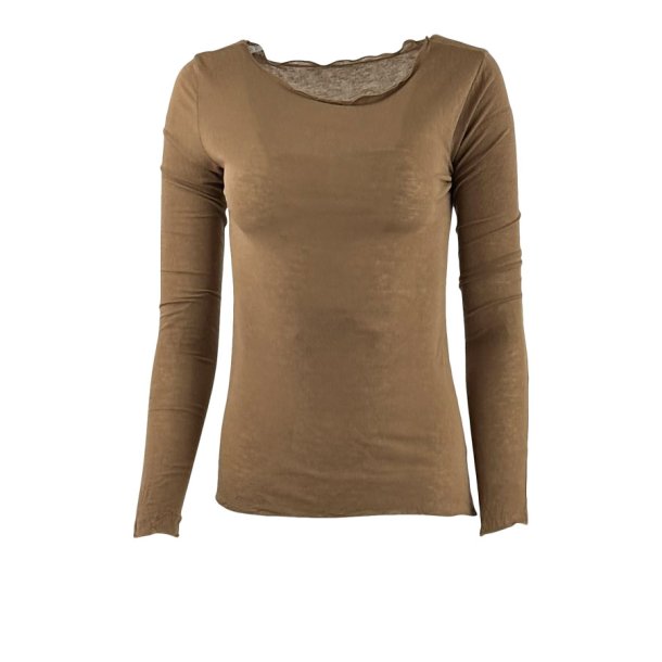 See through kashmire mix Tee camel