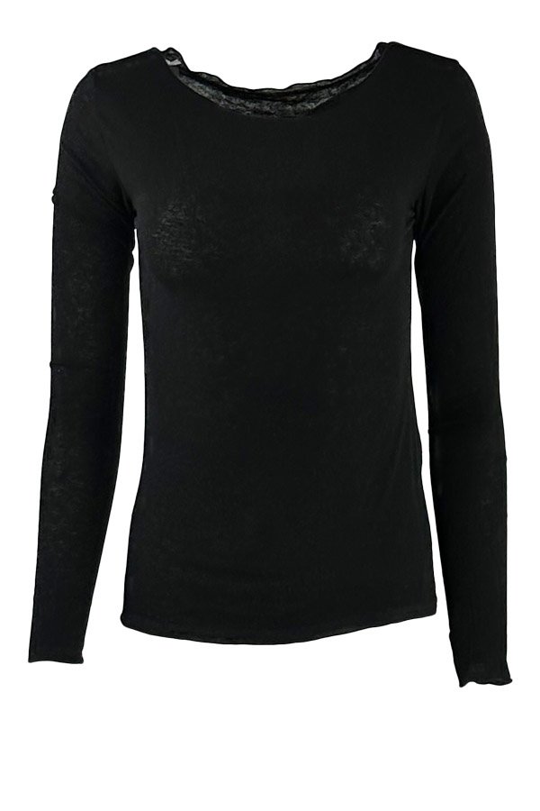 See through kashmire mix Tee Black