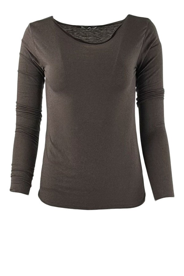 See through kashmire mix Tee brown