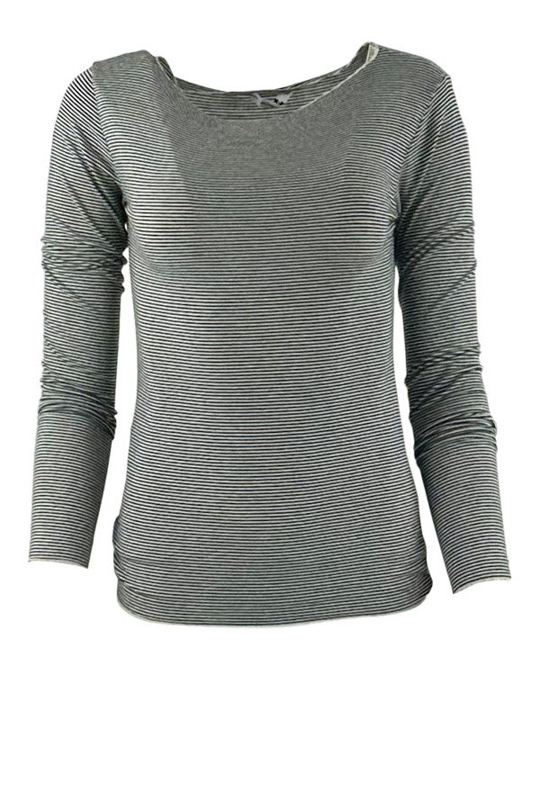 See through kashmire mix Tee sort / hvid strib