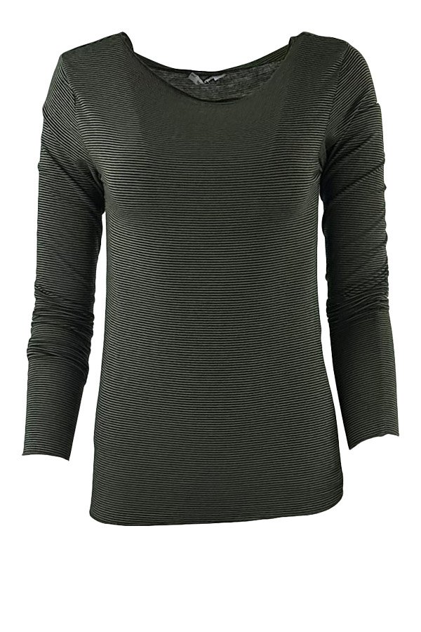 See through kashmire mix Tee sort / army green strib