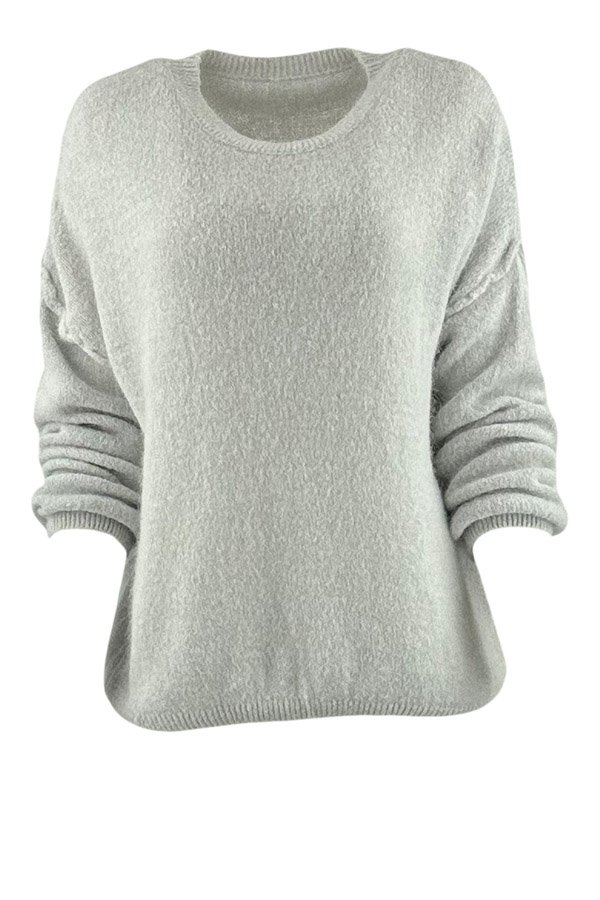 Mynthe baby alpaca mix strik light grey