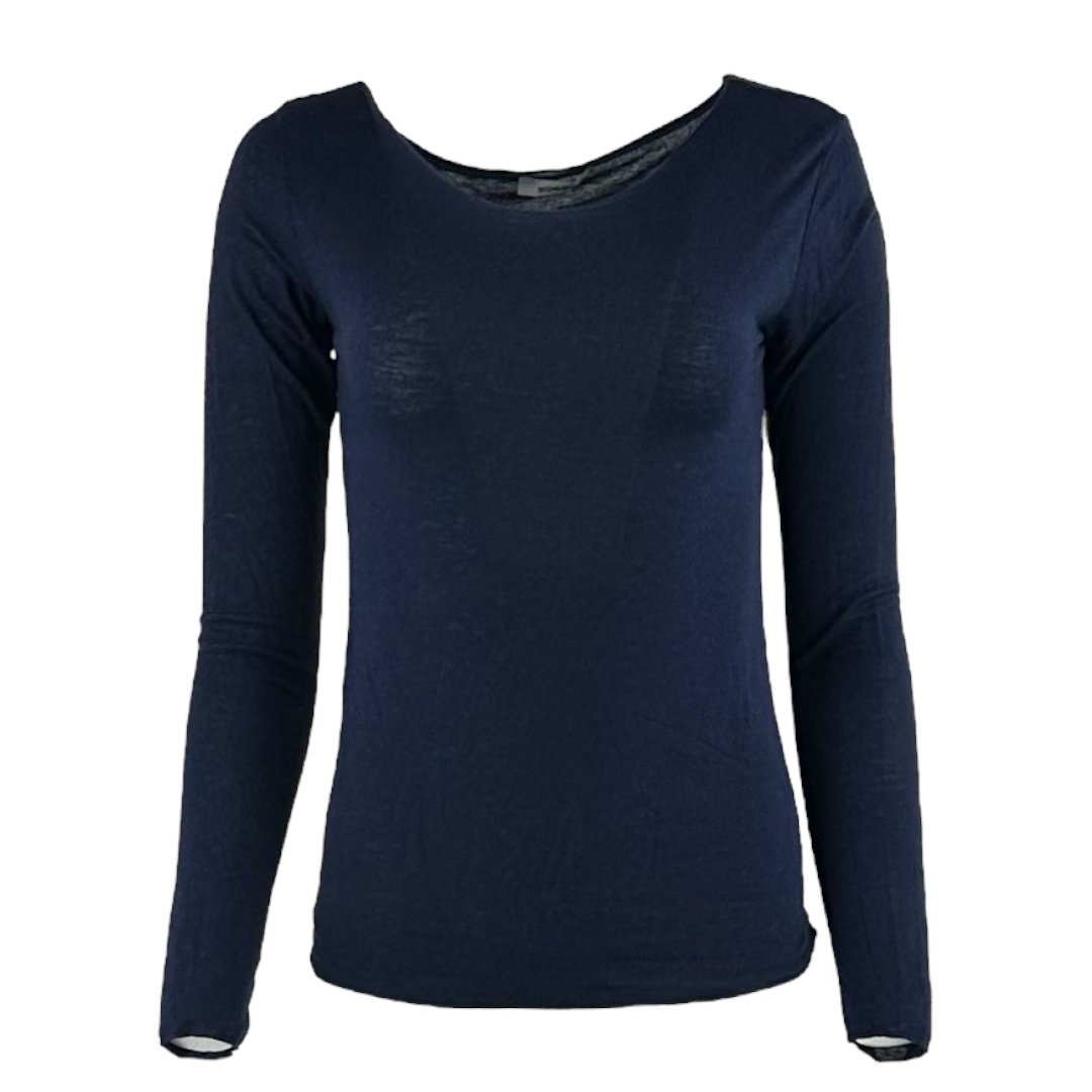 See through kashmire mix Tee navy blue