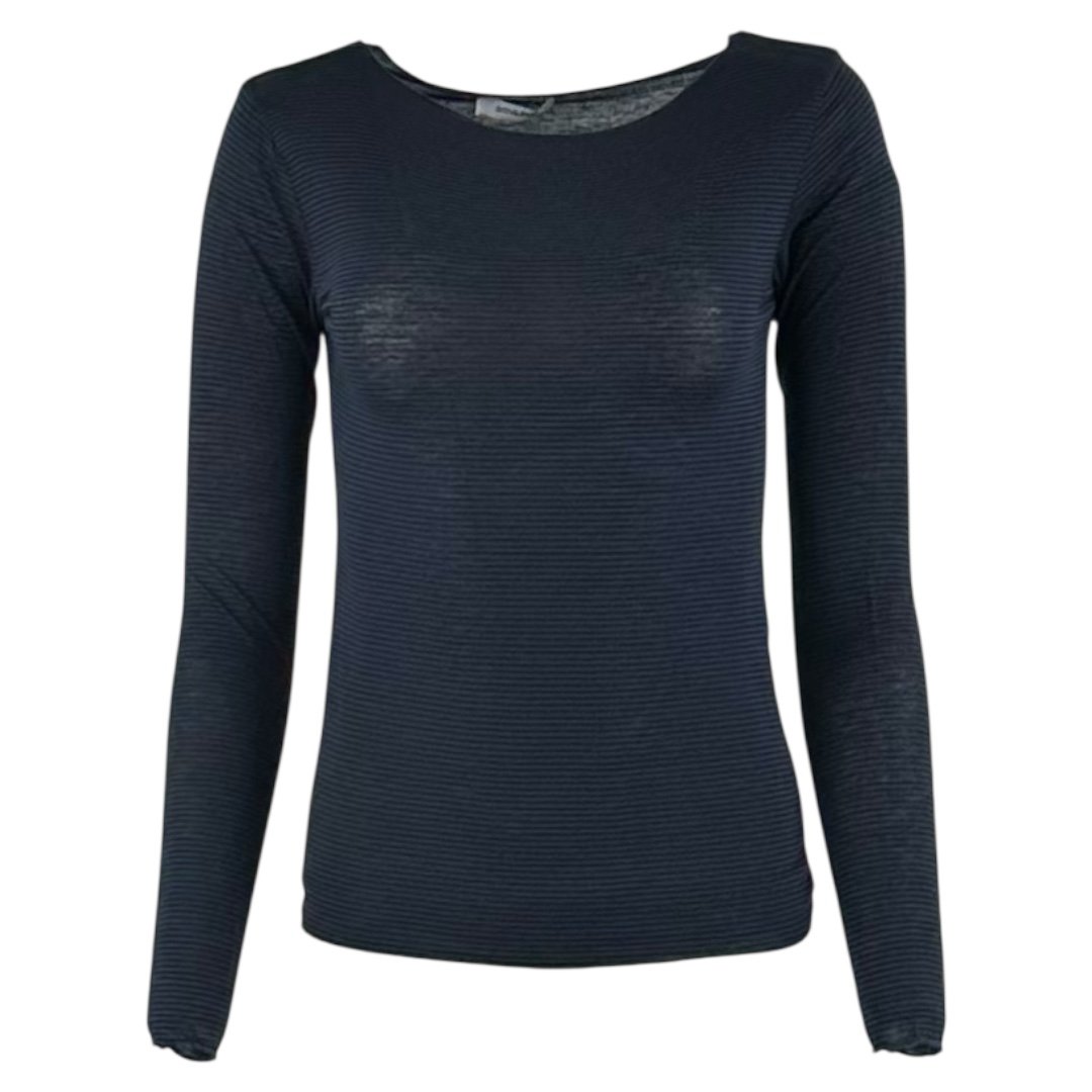 See through kashmire mix Tee blue / black